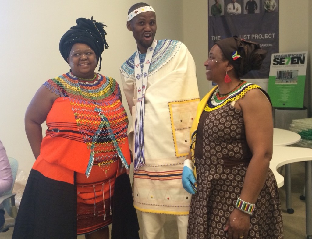 Bulelwa Bam, Mvuzo Ntlantsana, and Joyce Kelele in traditional South African garb. Photo by Bulelwa Bam.
